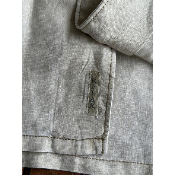 Tommy Bahama Relax Men’s XL 100% Linen Beige Tropical Aloha Hawaiian Camp Shirt - Picture 4 of 7